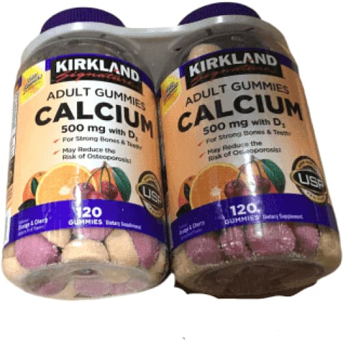 Kirkland Signature Chewable Calcium with Vitamin D3 Adult Gummies, 120 ct x 2 Bottles - ShelHealth.Com