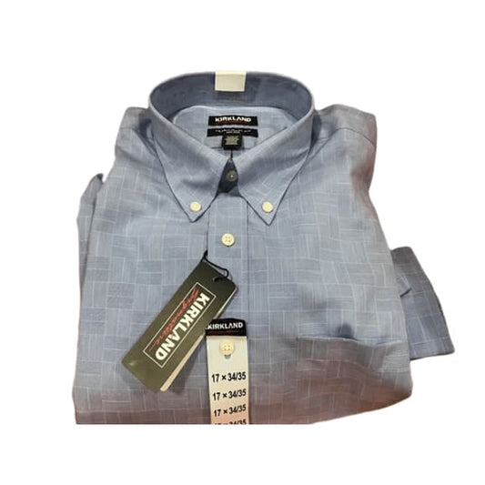 Kirkland Signature Men's Button Down Dress Shirt, 17 x 34/35-ShelHealth.Com