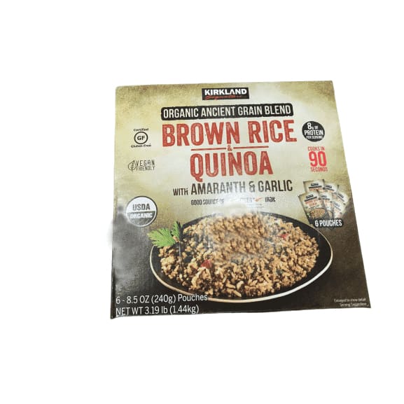 Kirkland Signature Organic Ancient Grain Blend Brown Rice Quinoa w/ Amaranth & Garlic (6-8.5 oz. Pouches) - ShelHealth.Com