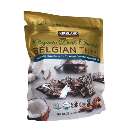 Kirkland Signature Organic Dark Chocolate BELGIAN THINS 17.6 oz - ShelHealth.Com