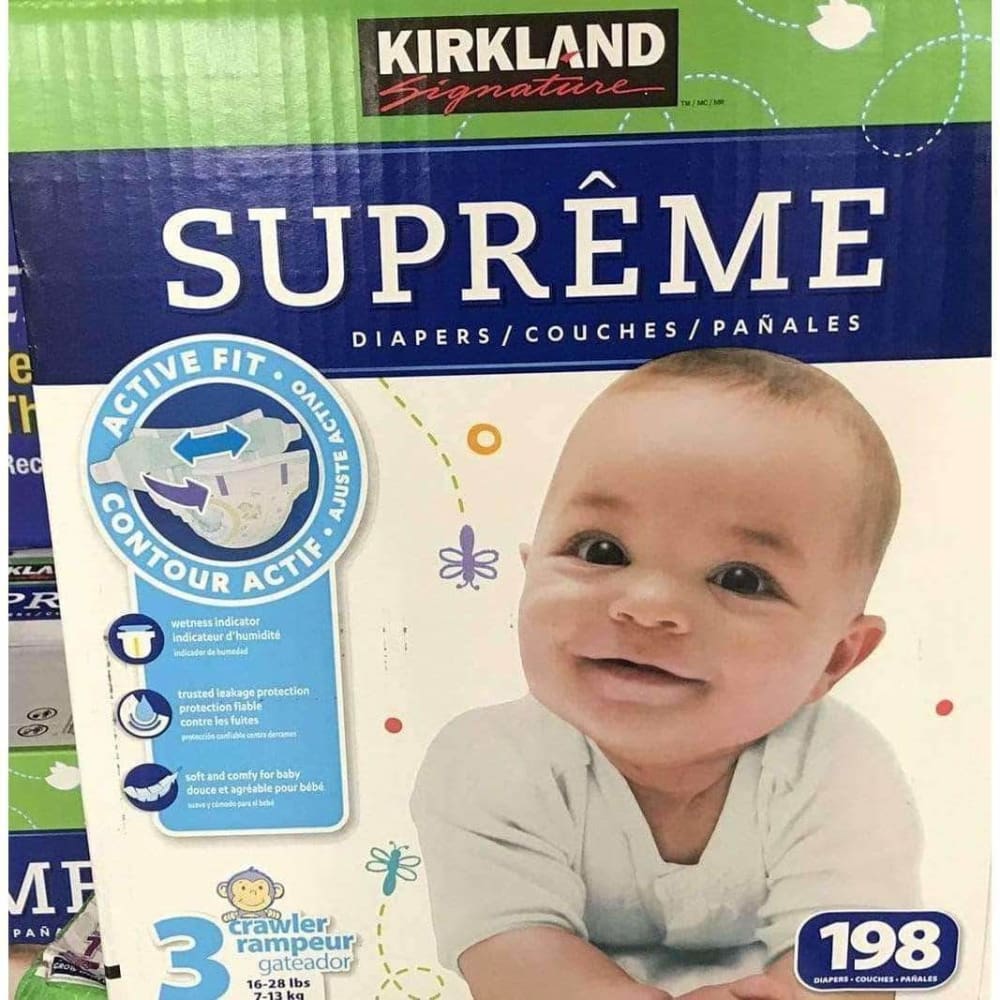 Kirkland Signature Supreme Diapers Size 3 (16-28 lbs.), Quantity 198 - ShelHealth.Com