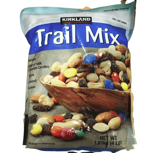 Kirkland Signature Trail Mix - 4 Lb Bag, Expires 10/2025, Peanuts, Almonds, Cashews, Raisins, M&Ms