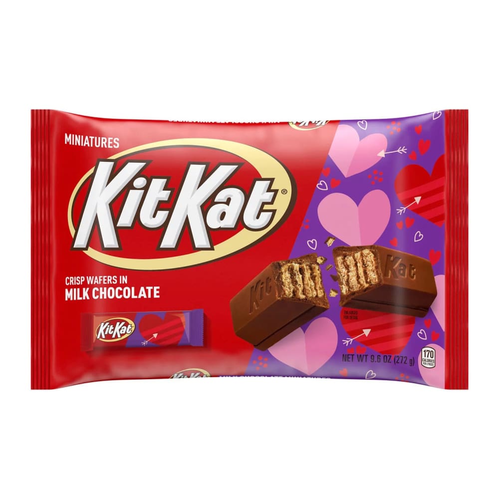 KIT KAT Miniatures Milk Chocolate Wafer Candy Bars Valentine’s Day 9.6 oz Bag - KIT KAT