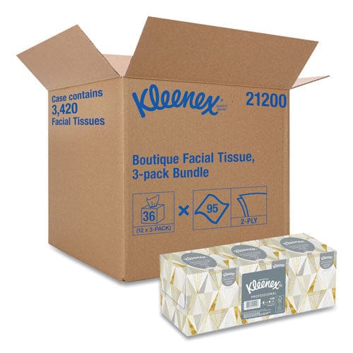 Kleenex Boutique White Facial Tissue 2-ply Pop-up Box 95 Sheets/box 3 Boxes/pack 12 Packs/carton - Janitorial & Sanitation - Kleenex®