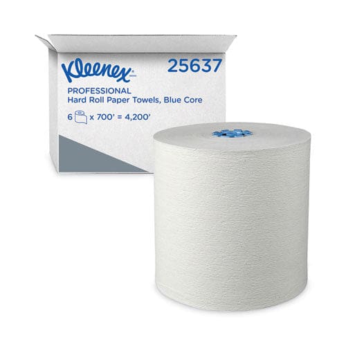 Kleenex Hard Roll Paper Towels With Premium Absorbency Pockets With Colored Core Blue Core 7.5 X 700 Ft White 6 Rolls/carton - Janitorial &