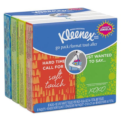 Kleenex On The Go Packs Facial Tissues 3-ply White 10 Sheets/pouch 8 Pouches/pack 12 Packs/carton - Janitorial & Sanitation - Kleenex®