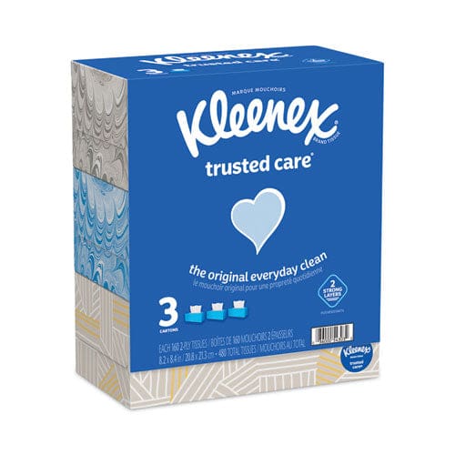 Kleenex Trusted Care Facial Tissue 2-ply White 160 Sheets/box 3 Boxes/pack 4 Packs/carton - Janitorial & Sanitation - Kleenex®