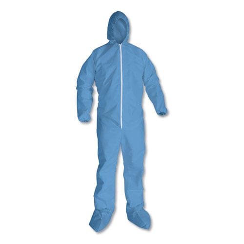 KleenGuard A65 Zipper Front Hood And Boot Flame-resistant Coveralls Elastic Wrist And Ankles X-large Blue 25/carton - Janitorial &