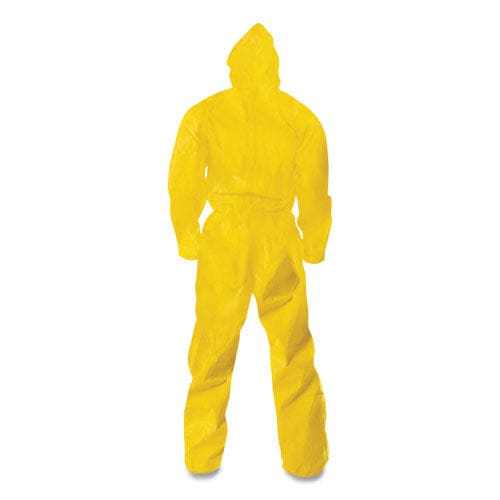 KleenGuard A70 Chemical Spray Protection Coveralls Hooded Storm Flap Large Yellow 12/carton - Janitorial & Sanitation - KleenGuard™