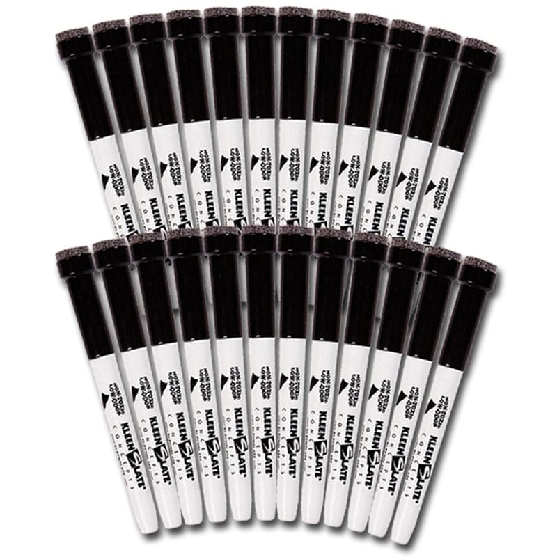 Kleenslate Replacement Markers 24Pk Black with Erasers - Markers - Kleenslate Concepts Lp