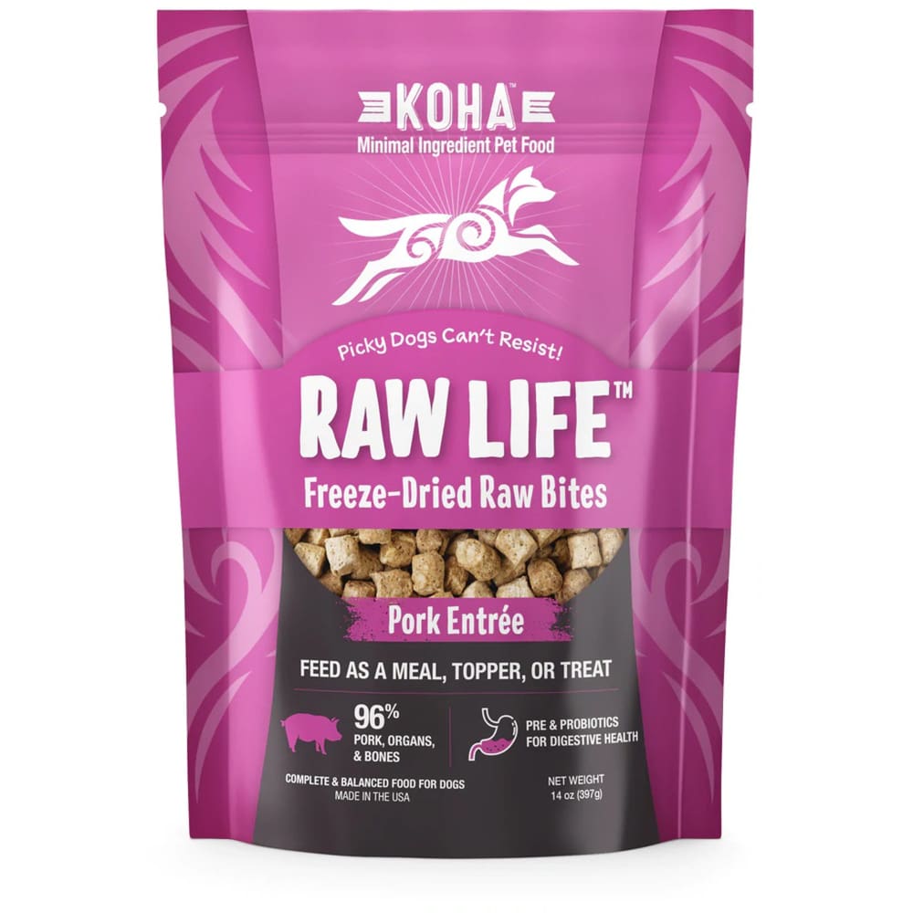 Koha Dog Grain Free Raw Freeze Dried Bites Pork 14Oz - Pet Supplies - Koha