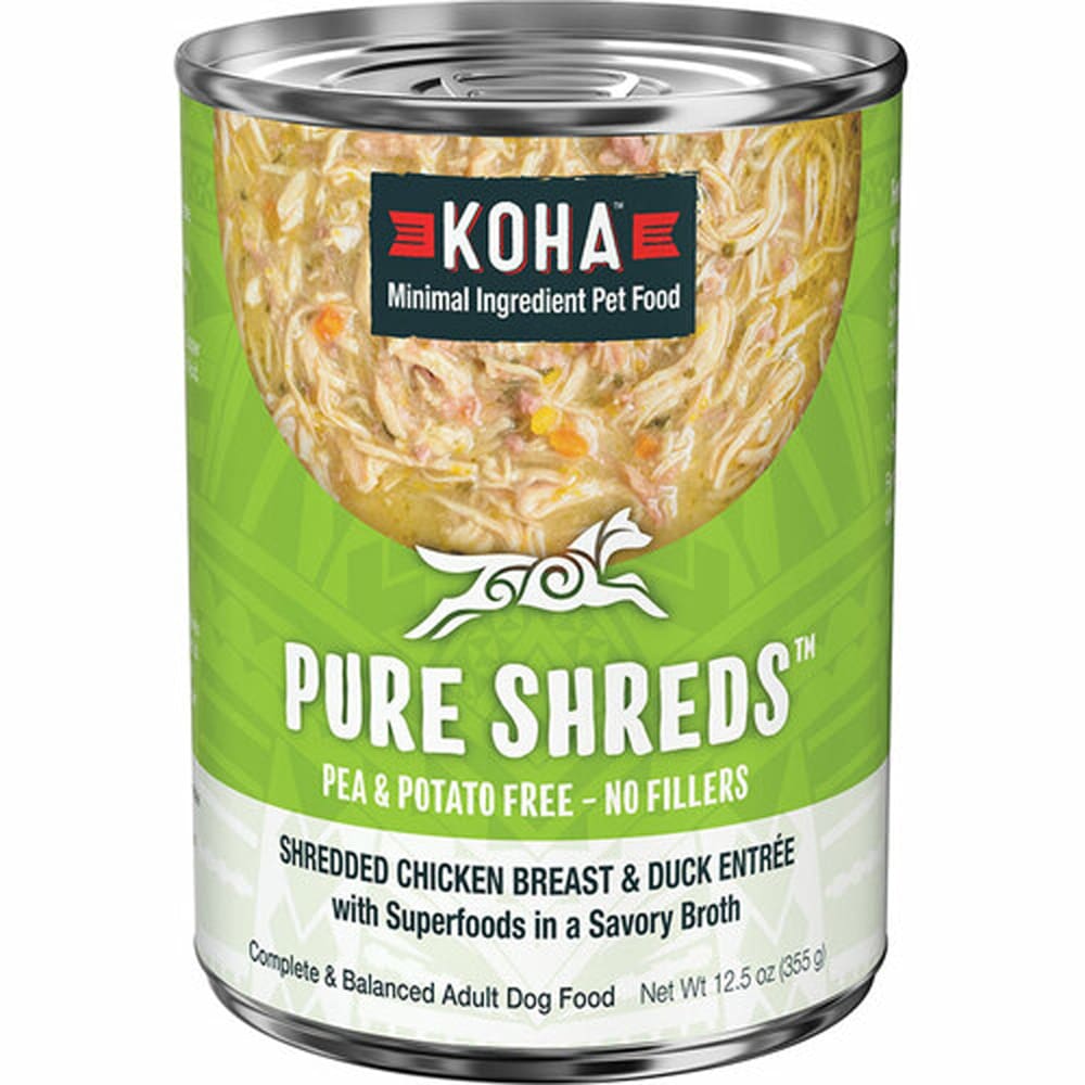 Koha Dog Grain Free Shredded Chicken and Duck 12.5oz.(Case of 12) - Pet Supplies - Koha