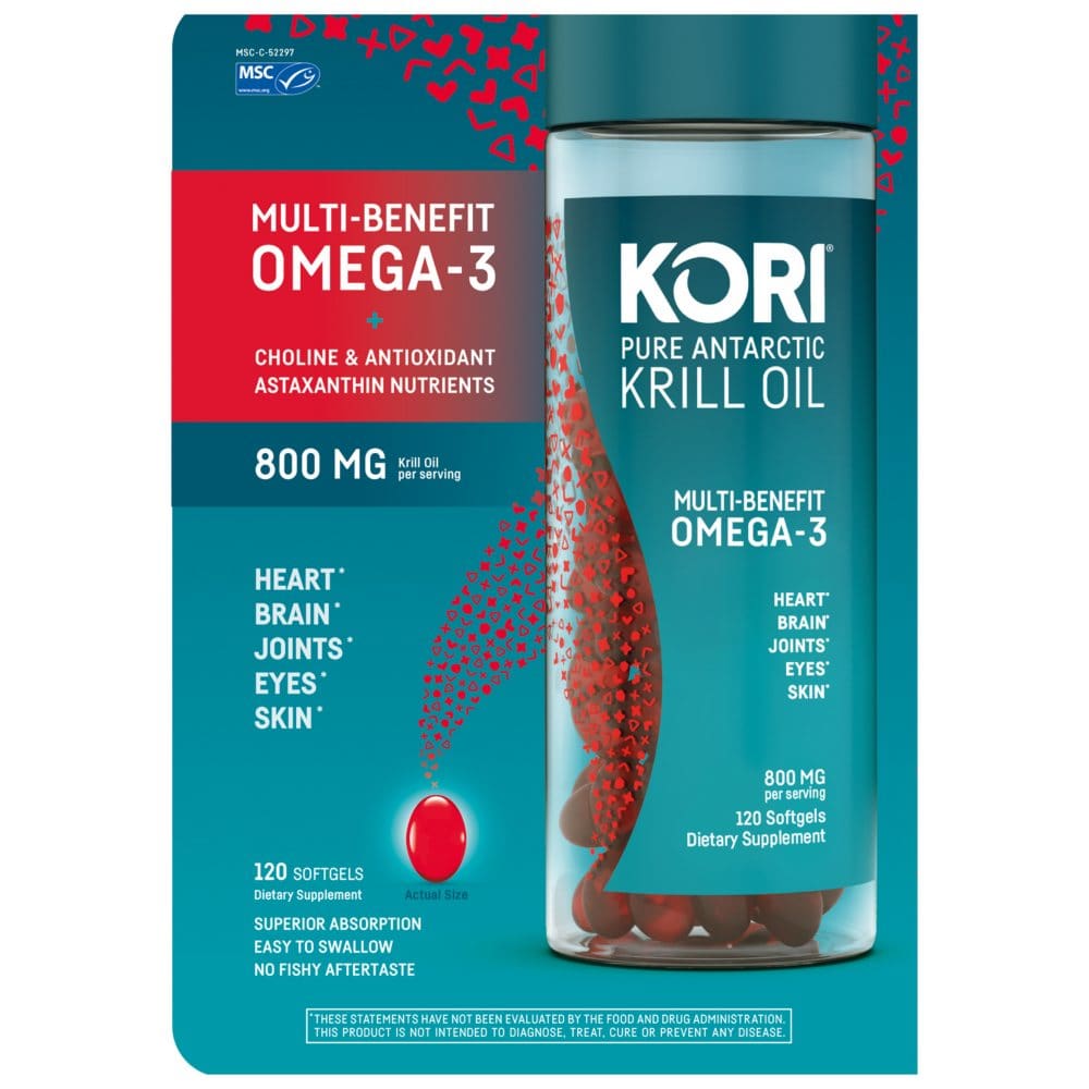 Kori Pure Antarctic Krill Oil Multi-Benefit Omega-3 800 mg. (120 ct.) - New Health & Beauty - Kori