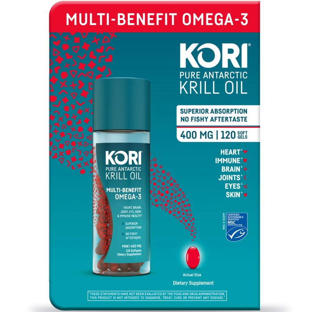 Kori Pure Antarctic Krill Oil Multi-Benefit Omega-3 Mini Softgels (400 mg. 120ct.) - Supplements - Kori Pure