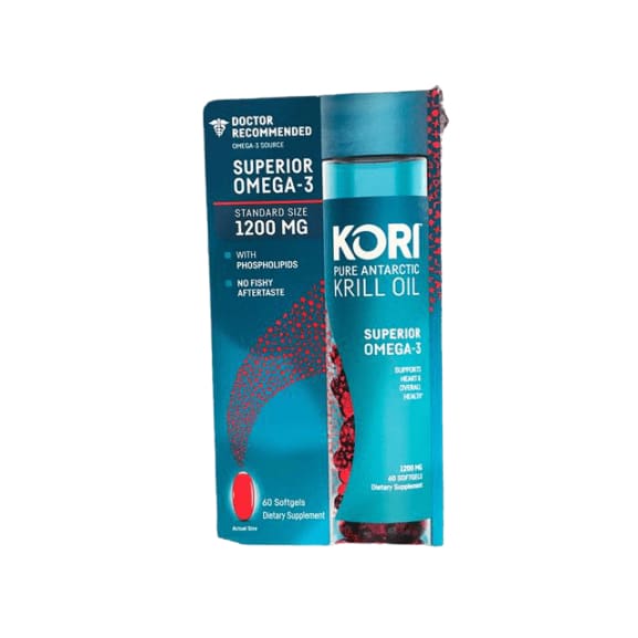Kori Pure Antarctic Krill Oil, Superior Omega-3, 1200mg. 60 Softgels - ShelHealth.Com