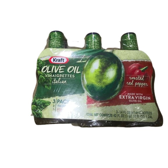Kraft Italian Vinaigrette Dressing (2 Bottles) & Roasted Red Pepper (1 Bottles) Olive Oil, 14 Oz Each - ShelHealth.Com