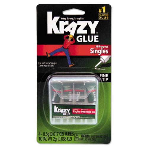 Krazy Glue Single-use Tubes 0.07 Oz Dries Clear 4/pack - School Supplies - Krazy Glue®