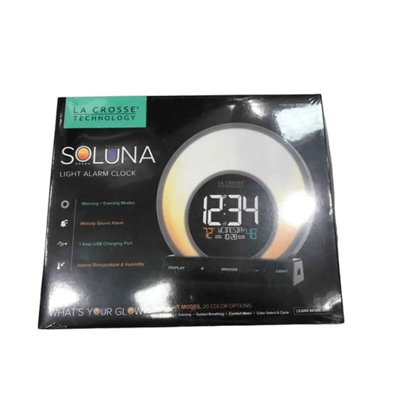 La Crosse Technology C80994 Soluna Mood Light Alarm Clock with Temperature & Humidity, Black - ShelHealth.Com