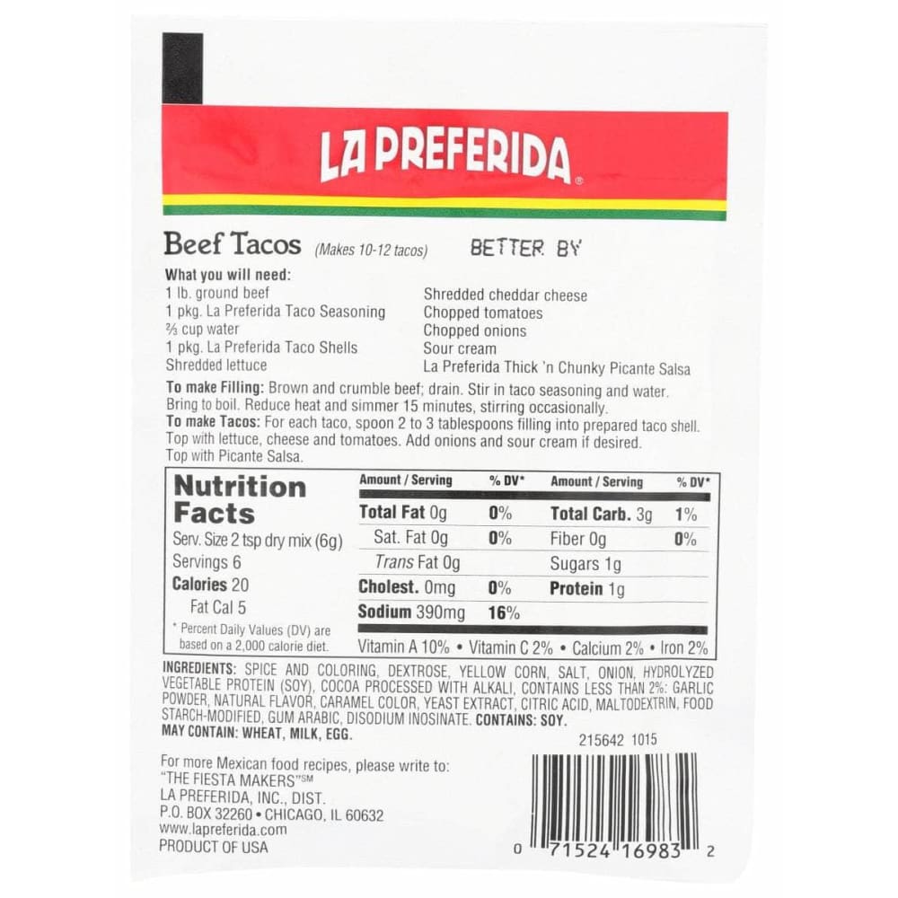 LA PREFERIDA La Preferida Ssnng Taco, 1.25 Oz