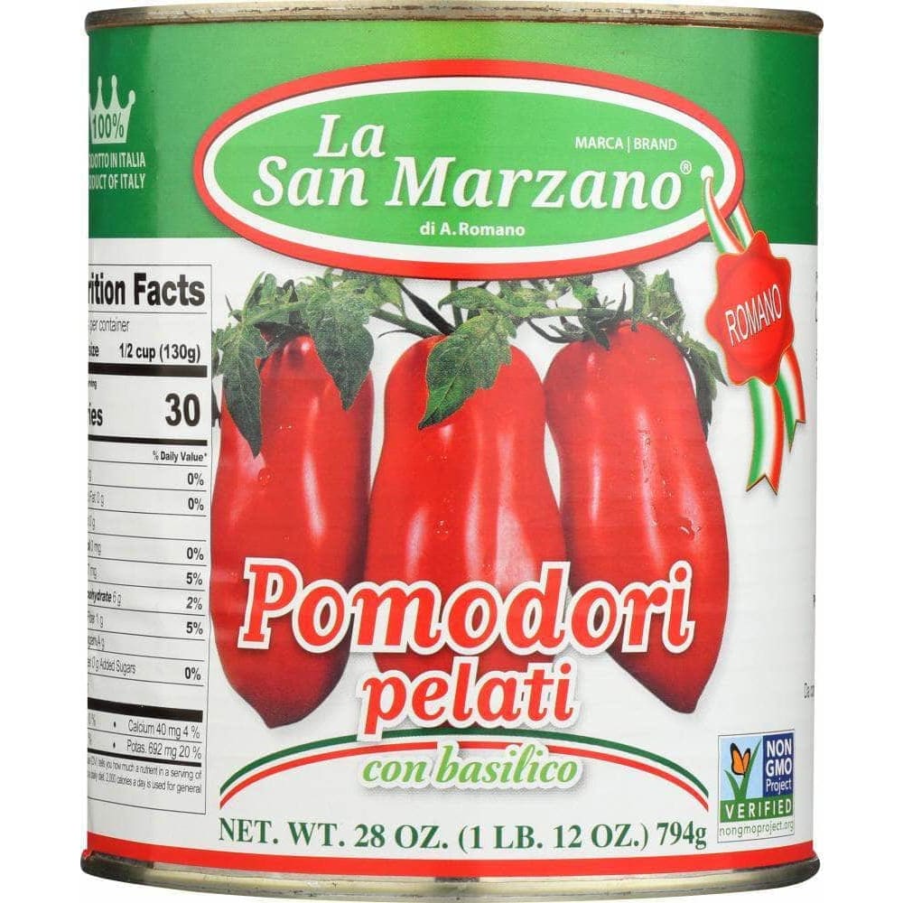 La San Marzano La San Marzano Peeled Tomatoes with Basil Leaf, 28 fl oz