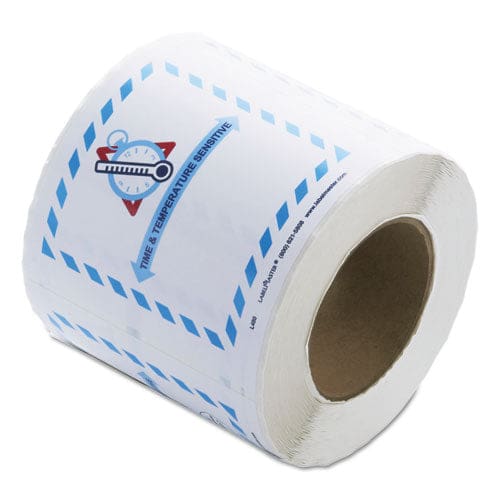 LabelMaster Shipping And Handling Self-adhesive Labels Time And Temperature Sensitive 5.5 X 5 Blue/gray/red/white 500/roll - Office -