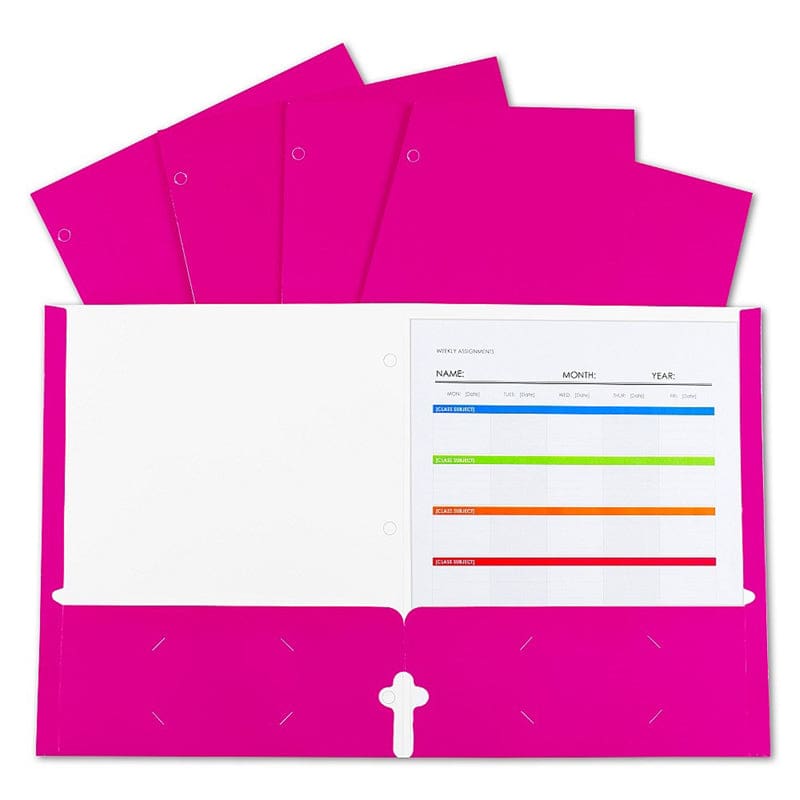 Lamnatd Papr Portfolios Pink 25/Bx 2-Pocket - Folders - C-Line Products Inc
