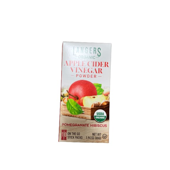 Langers Langers Organic Apple Cider Vinegar Powder Sticks, Pomegranate Hibiscus, 1.94 oz, 10 Count