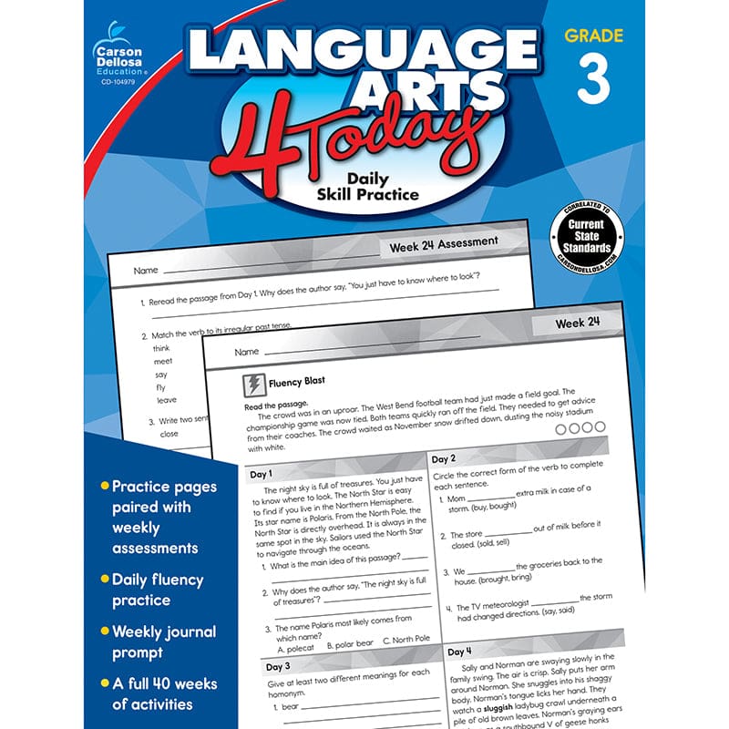 Language Arts 4 Today Grade 3 Workbook (Pack of 6) - Activities - Carson Dellosa Education