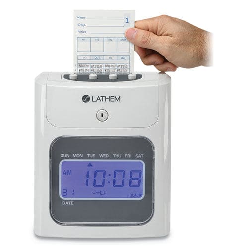 Lathem Time 400e Top-feed Time Clock Bundle Digital Display White - Office - Lathem® Time