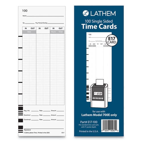 Lathem Time Time Clock Cards For Lathem Time 700e One Side 3.5 X 9 100/pack - Office - Lathem® Time