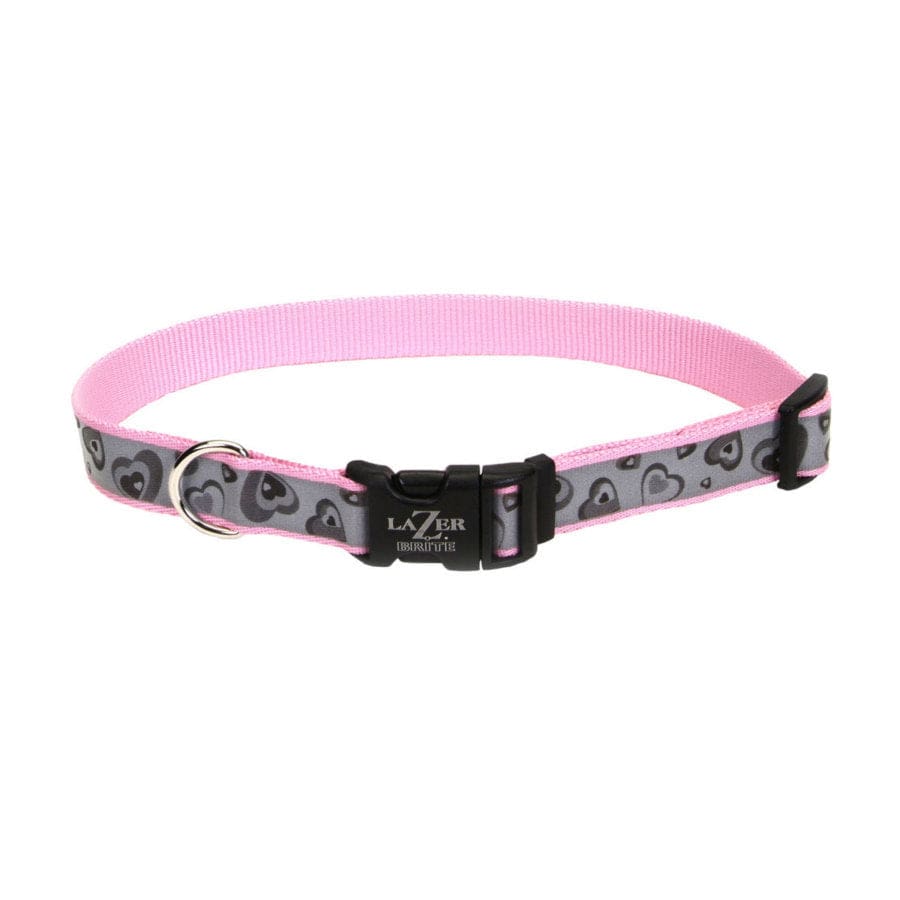 Lazer Brite Reflective Adjustable Dog Collar Pink 1 in x 18-26 in - Pet Supplies - Lazer