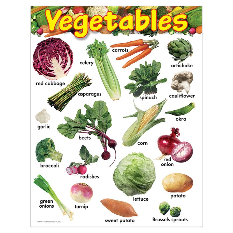 Learning Chart Vegetables (Pack of 12) - Science - Trend Enterprises Inc.