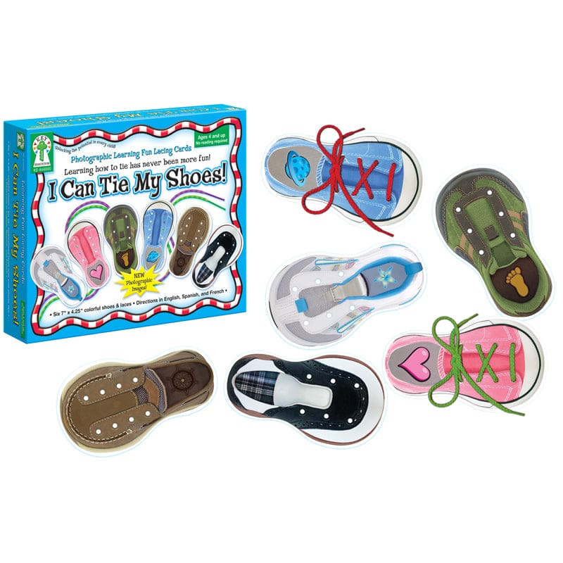 Learning Fun Lacing Cards I Can Tie My Shoes (Pack of 3) - Lacing - Carson Dellosa Education