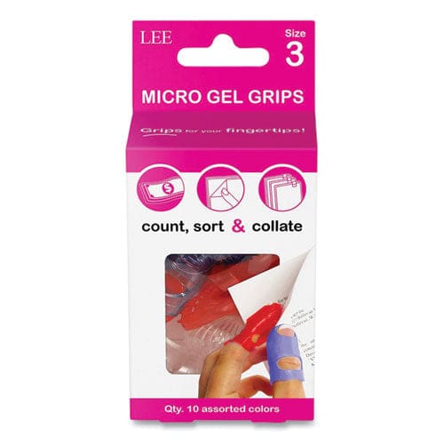 LEE Tippi Micro-gel Fingertip Grips Size 3 X-small Assorted 10/pack - Office - LEE