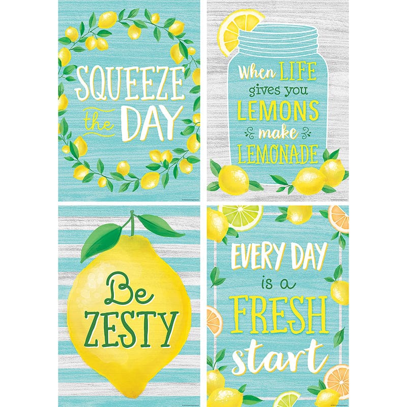 Lemon Zest Poster Set 4 Pcs (Pack of 2) - Classroom Theme - Teacher Created Resources