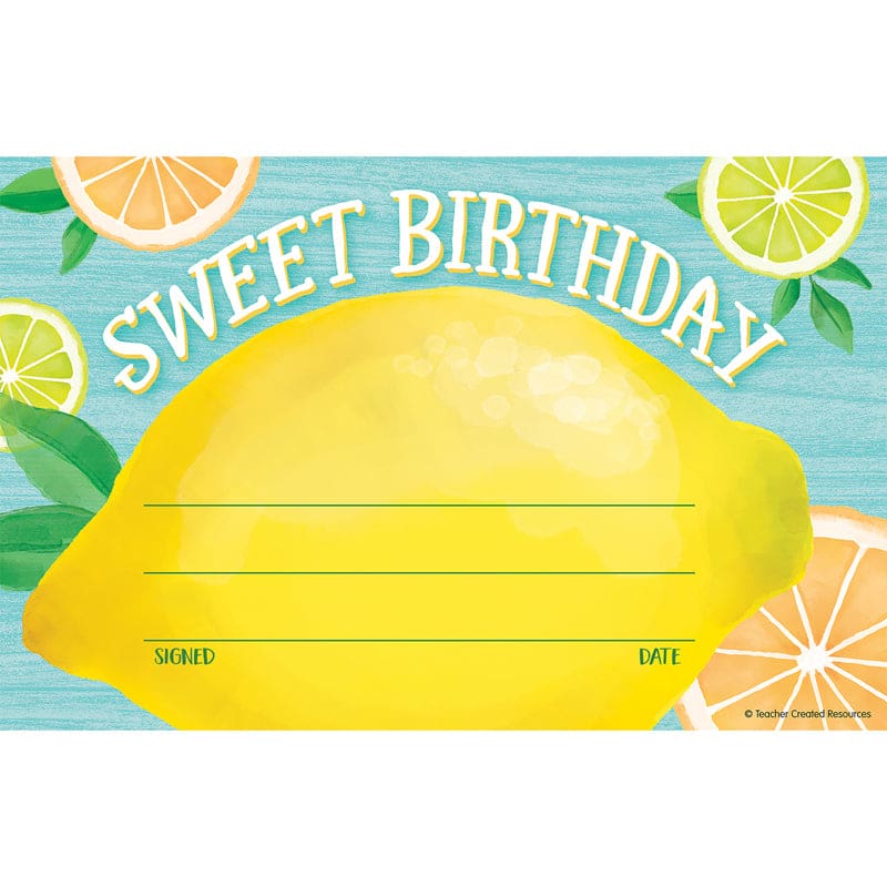 Lemon Zest Sweet Birthday Awards (Pack of 10) - Awards - Teacher Created Resources