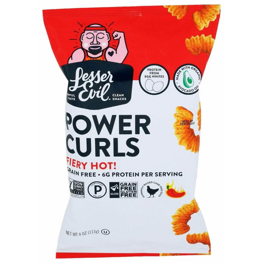 LESSER EVIL Lesser Evil Power Curls Fiery Hot, 4 Oz