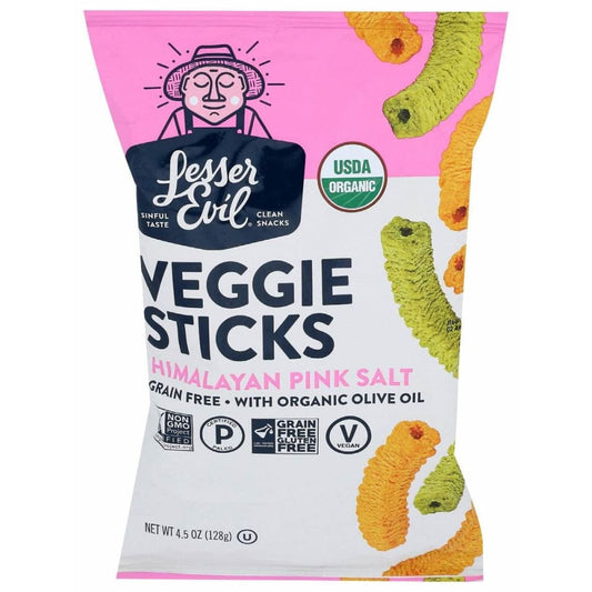 LESSER EVIL Lesser Evil Veggie Sticks Himalayan Pink Salt, 4.5 Oz