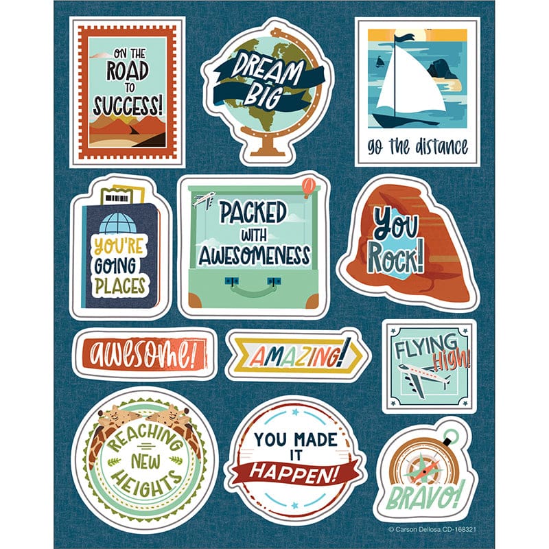 Lets Explore Motivational Stickers (Pack of 12) - Stickers - Carson Dellosa Education