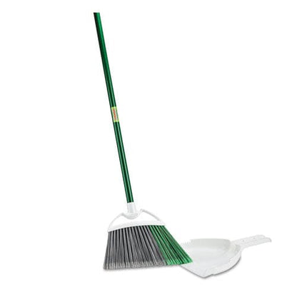 Libman Commercial Precision Angle Broom With Dustpan 53 Handle Green/gray 4/carton - Janitorial & Sanitation - Libman Commercial