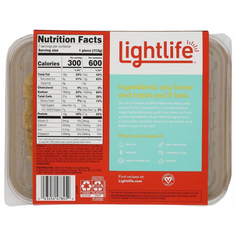 Lightlife Grocery > Frozen LIGHTLIFE: Chicken Fillets Plant Basd, 8 oz