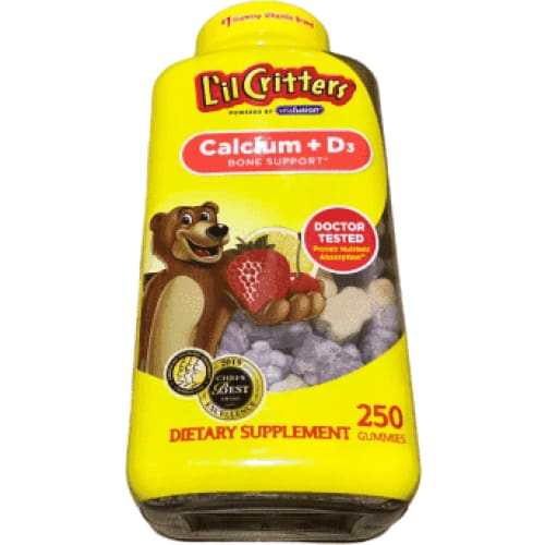 L'il Critters Kids Calcium Gummy Bears with Vitamin D3 Supplement, 250 Ct Gummies - ShelHealth.Com