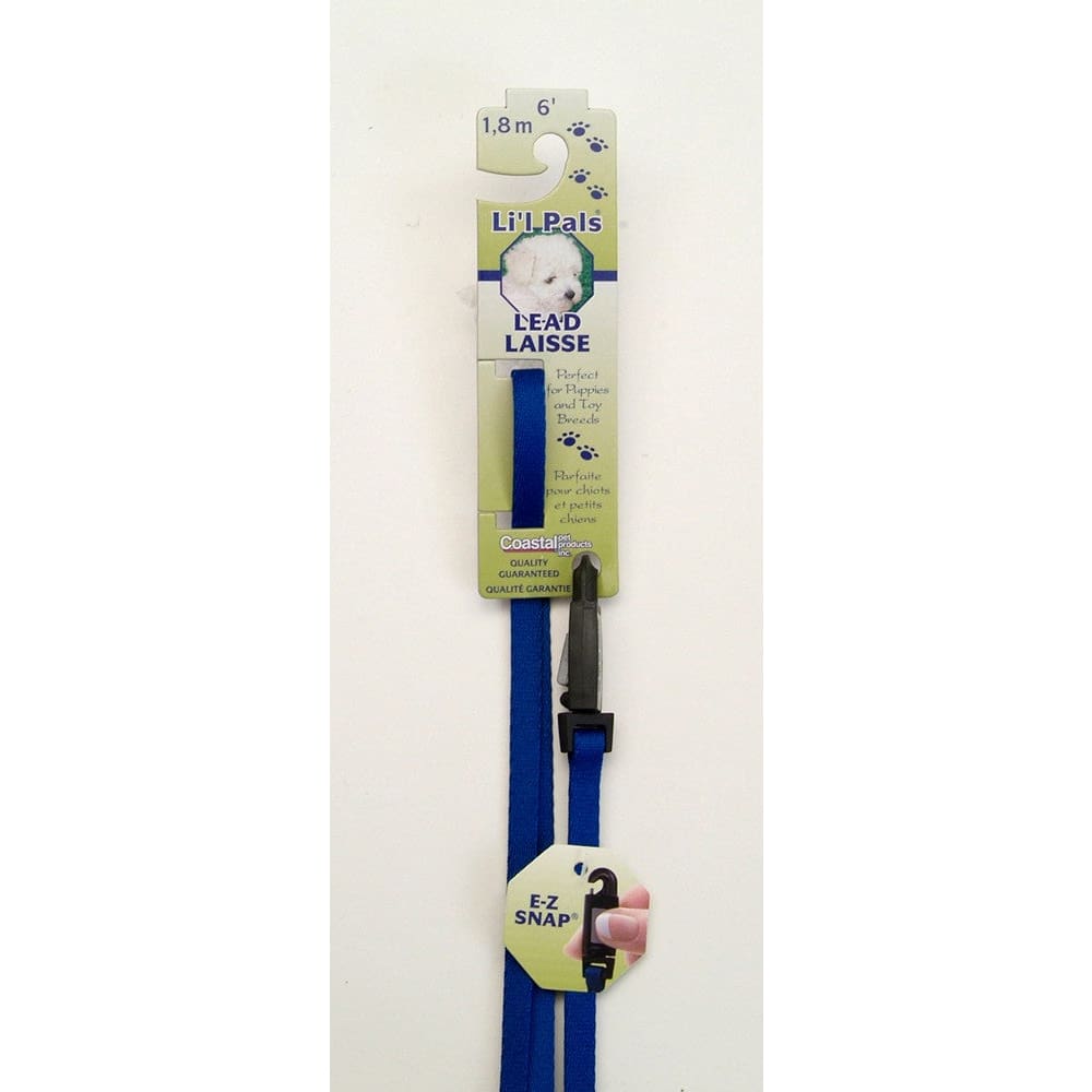 Lil Pals Nylon Dog Leash with E-Z Snap Blue 3/8 in x 6 ft - Pet Supplies - Lil Pals