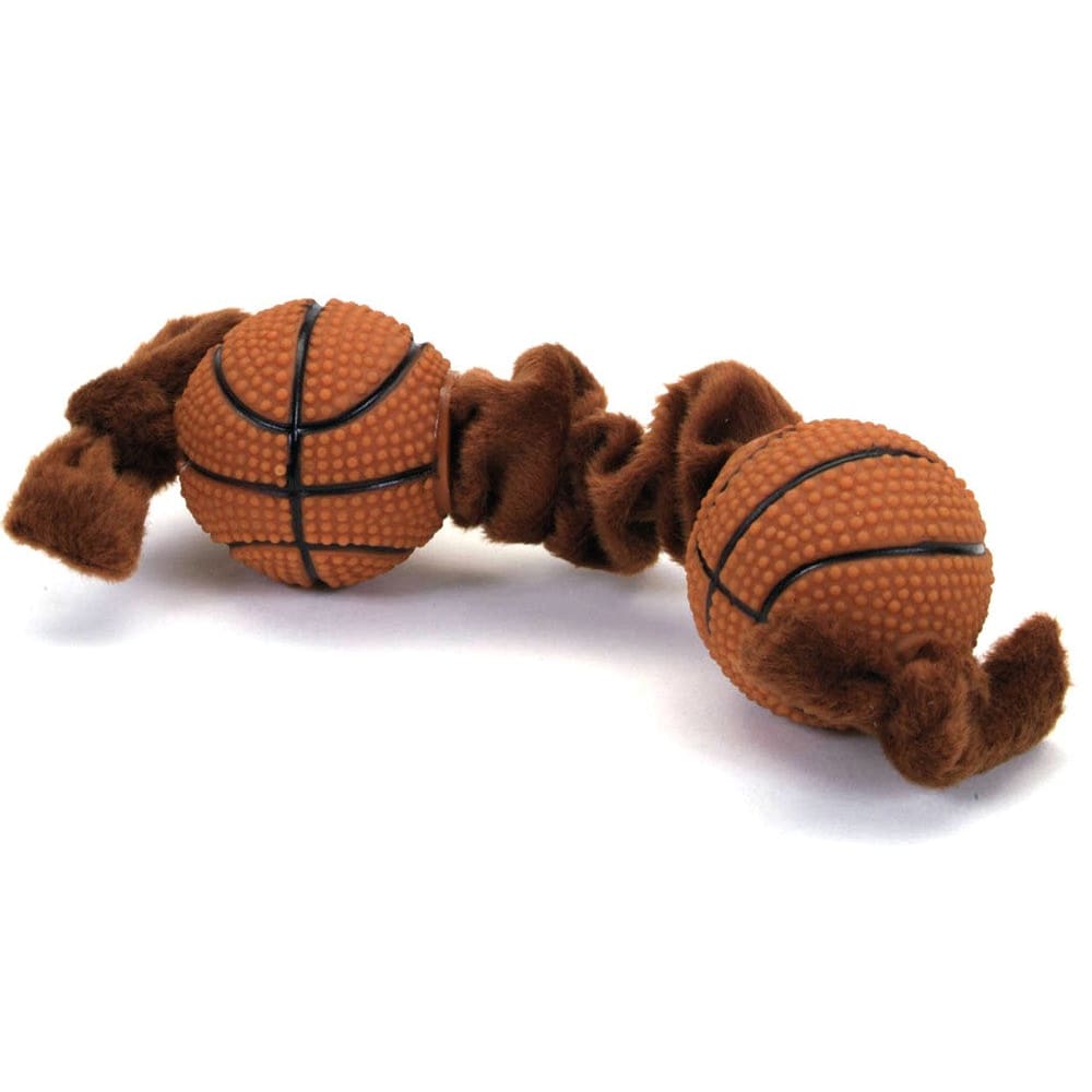 Lil Pals Plush and Vinyl Basketball Tug Toy Brown 8 in - Pet Supplies - Lil Pals