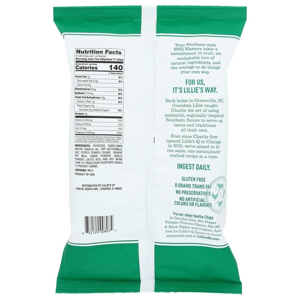 LILLIES Q: Buttermilk & Sweet Onion Kettle Chips 5 oz - Grocery > Snacks > Chips - LILLIES Q