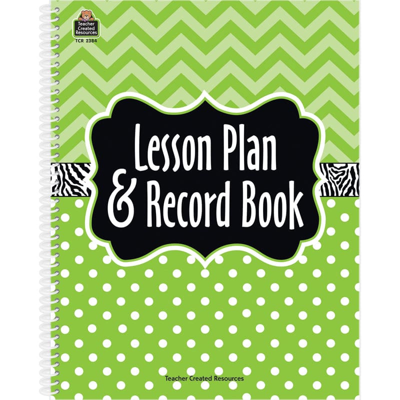 Lime Chevrons And Dots Lesson Plan & Record Book (Pack of 3) - Plan & Record Books - Teacher Created Resources