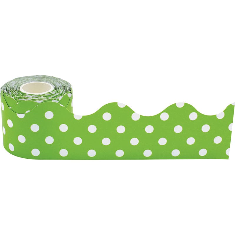 Lime Polka Dots Rolled Trim (Pack of 6) - Border/Trimmer - Teacher Created Resources