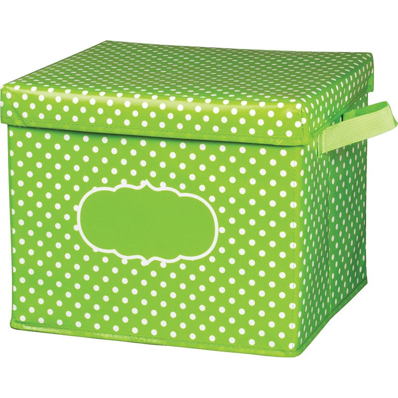 Lime Polka Dots Storage Bin with Lid (Pack of 3) - Storage Containers - Teacher Created Resources