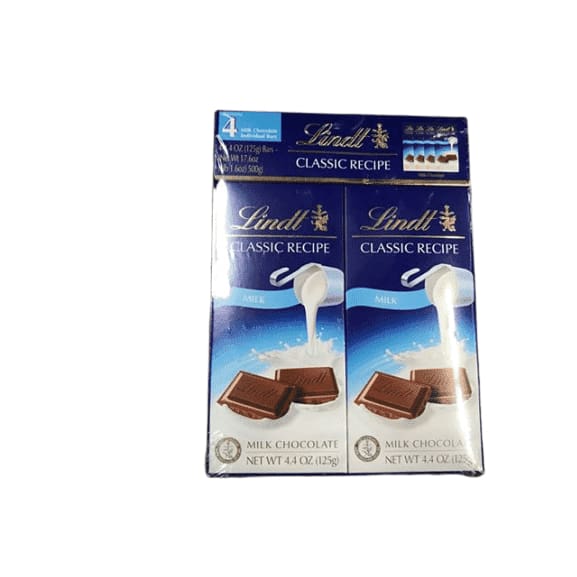 Lindt Lindor Classic Recipe Milk Chocolate Bar, 4.4 Ounce (Pack of 4) - ShelHealth.Com