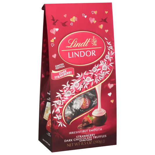 Lindt LINDOR Strawberry Dark Chocolate Truffles 8.5 oz. Bag - Lindt